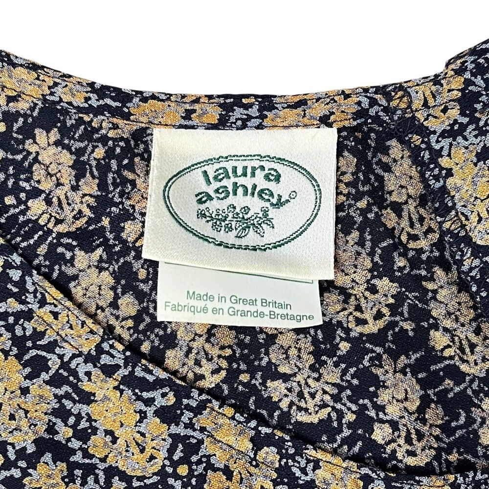 Laura Ashley Vintage 80s Prairie Floral Maxi Dress Rayon Cottagecore UK 12 US 8 - Picture 6 of 9